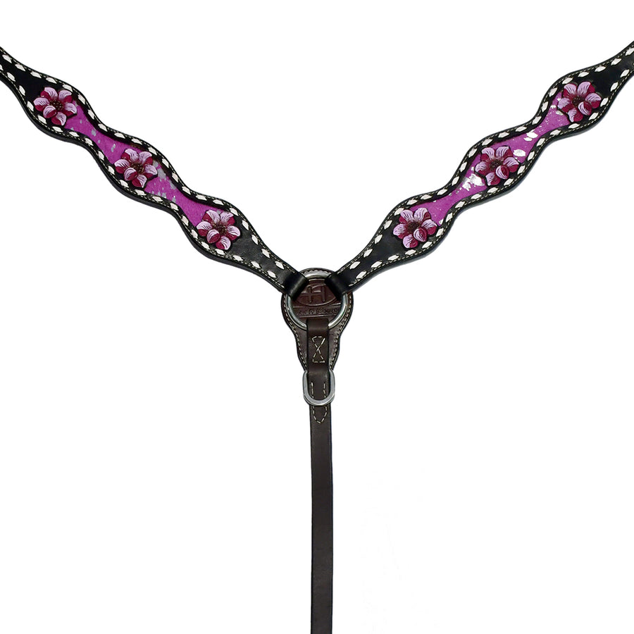 Bar H Equine Genuine Western American Leather Horse Headstall and Breast Collar Set - Uhorse