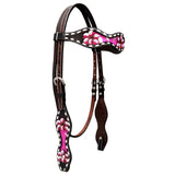 Bar H Equine Genuine Western American Leather Horse Premium Headstall & Breast Collar Set