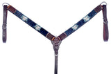 Bar H Equine Genuine Western American Leather Horse Premium Headstall & Breast Collar Set