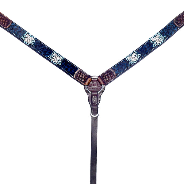 Bar H Equine Genuine Western American Leather Horse Headstall and Breast Collar Set - Uhorse