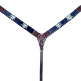 Bar H Equine Genuine Western American Leather Horse Premium Headstall & Breast Collar Set