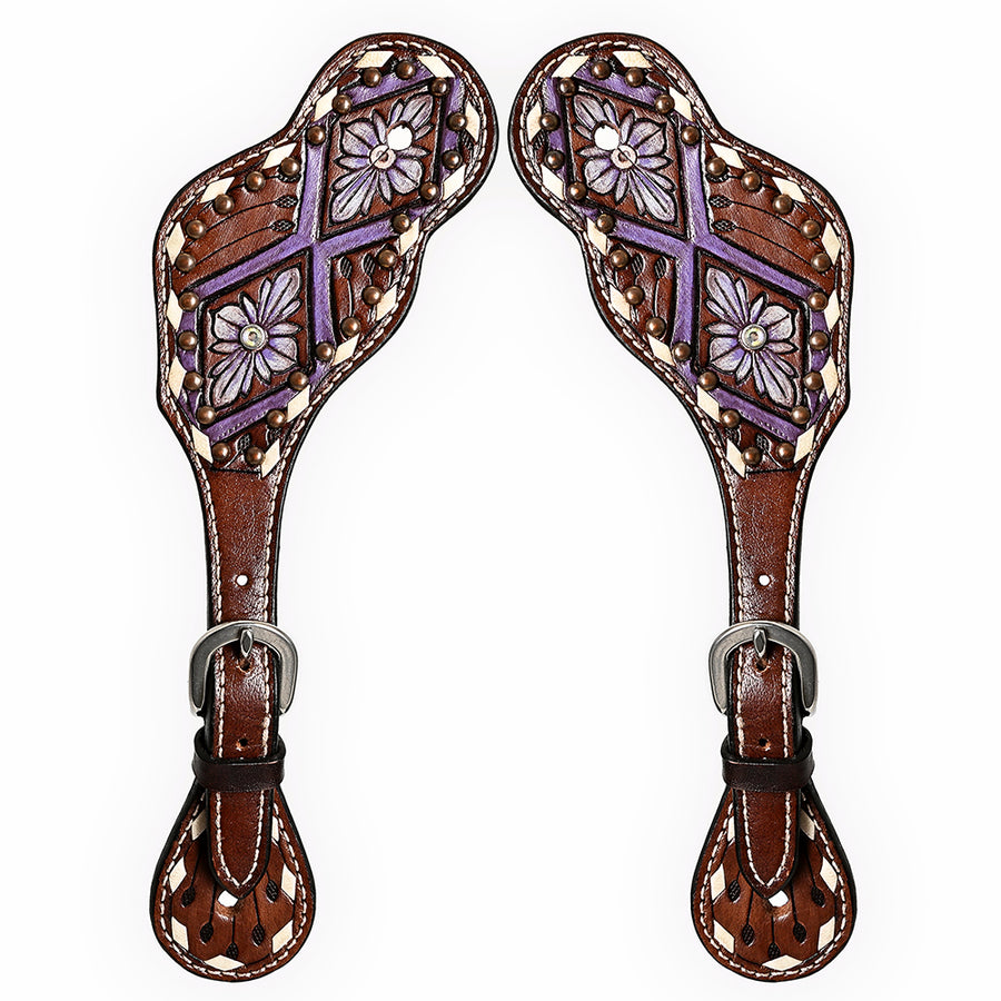 Bar H Equine Horse Riding Western Leather Spurs Straps for Adults women's - Uhorse