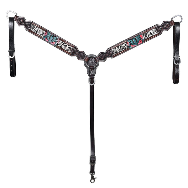 Bar H Equine American Leather Horse Saddle Tack One Ear Headstall | Breast Collar Browband Wither Strap Set for - Uhorse
