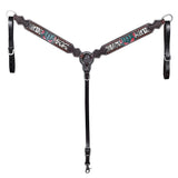 Bar H Equine American Leather Horse Saddle Tack One Ear Headstall | Breast Collar Browband Wither Strap Set for - Uhorse
