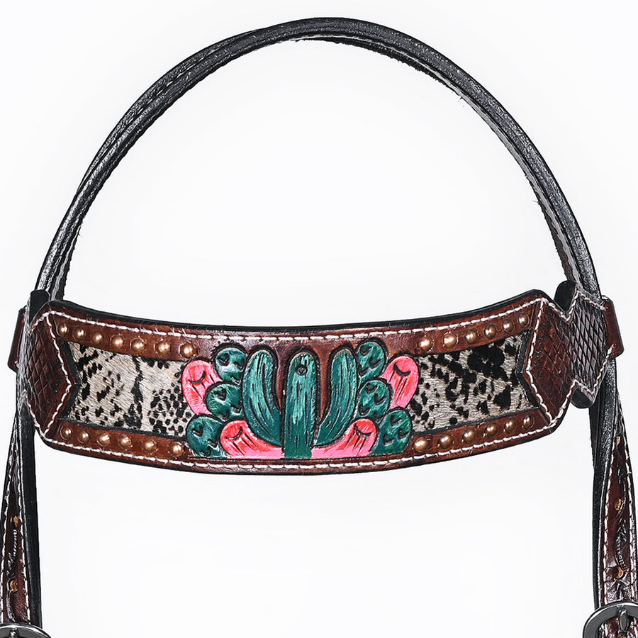 Bar H Equine American Leather Horse Saddle Tack One Ear Headstall Breast Collar Browband Wither Strap Set