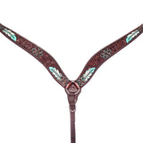 Bar H Equine Genuine Western American Leather Horse Premium Headstall & Breast Collar Set