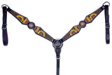 Bar H Equine Genuine Western American Leather Horse Premium Headstall & Breast Collar Set