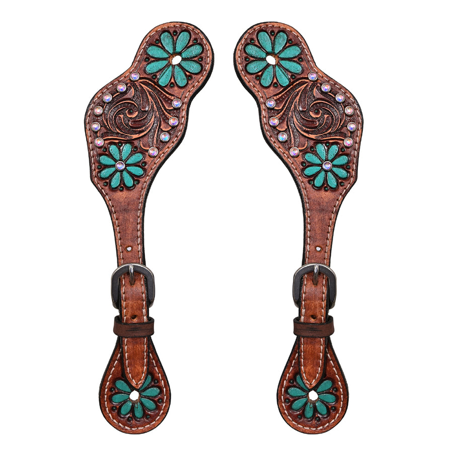 Bar H Equine Horse Riding Western Leather Spurs Straps for Adults women's - Uhorse