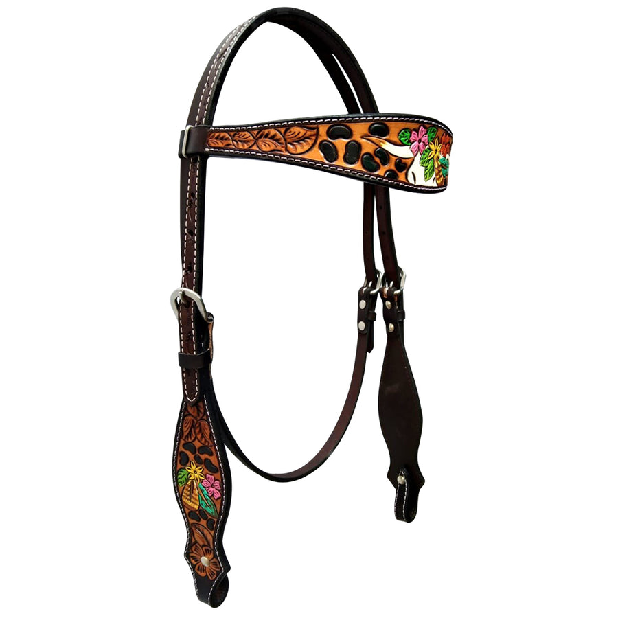 Bar H Equine American Leather Horse Saddle Tack Headstall | Browband Western for Horses - Uhorse