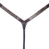 Black leather studded breast collar with metal hardware - Uhorse