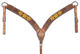 BAR H EQUINE Western Leather Horse Headstall & Breast Collar & Wither Strap