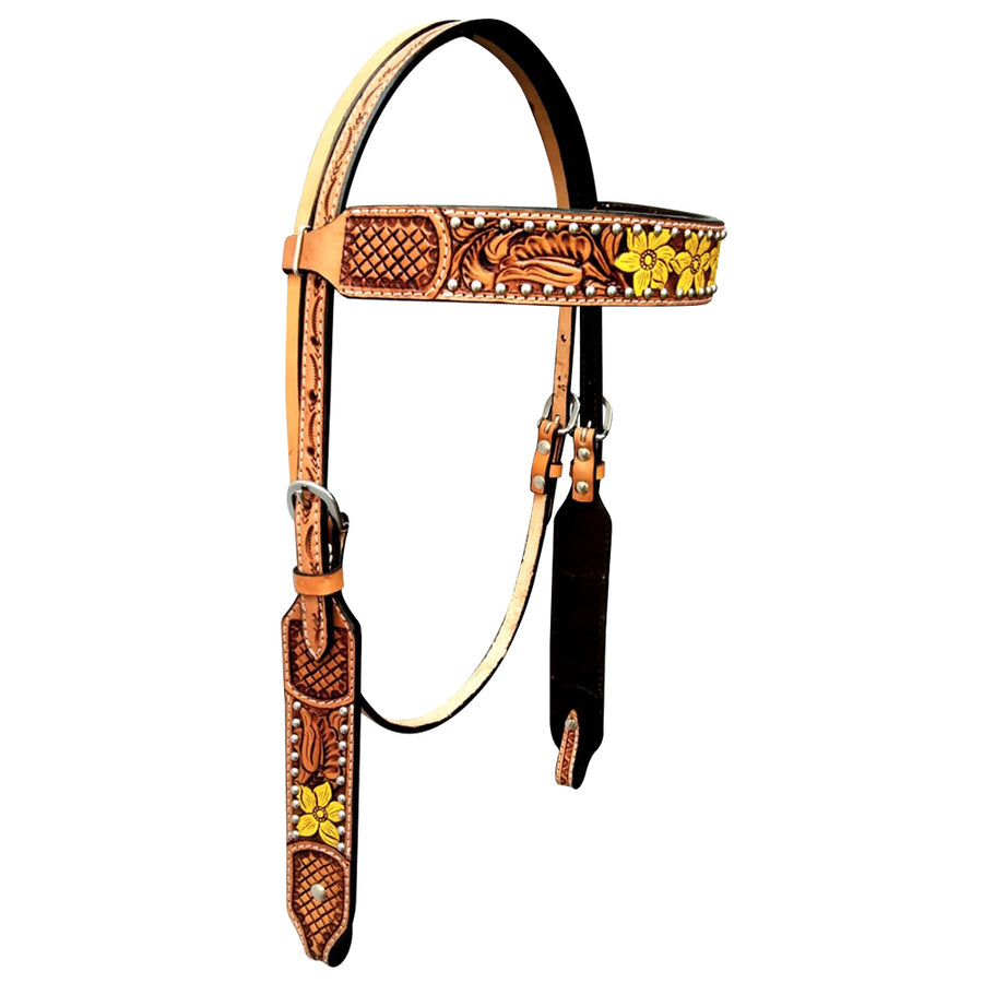 BAR H EQUINE Genuine Western American Leather Horse Headstall - Bar H Equine