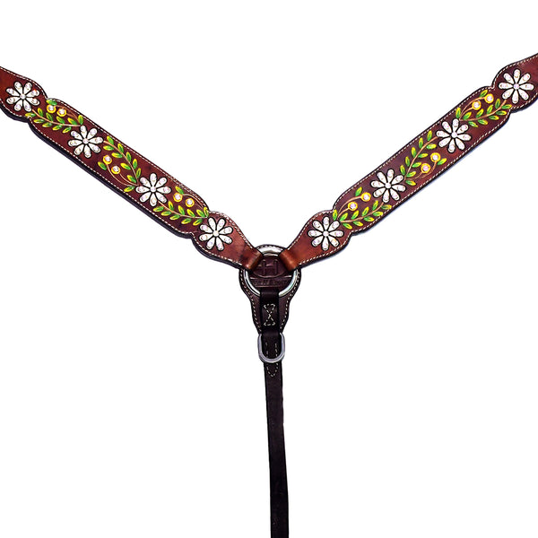 Bar H Equine Genuine Western American Leather Horse Headstall and Breast Collar Set - Uhorse