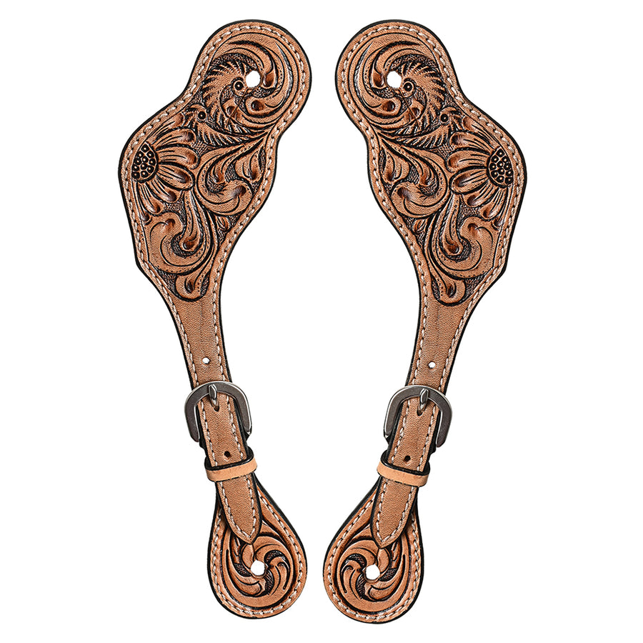 Bar H Equine Horse Riding Western Leather Spurs Straps for Adults women's - Uhorse