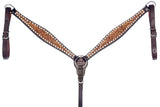 Bar H Equine Genuine Western American Leather Horse Premium Headstall & Breast Collar Set