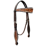 Bar H Equine Genuine Western American Leather Horse Premium Headstall & Breast Collar Set