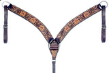 Bar H Equine Genuine Western American Leather Horse Premium Headstall & Breast Collar Set