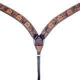 Bar H Equine Genuine Western American Leather Horse Premium Headstall & Breast Collar Set