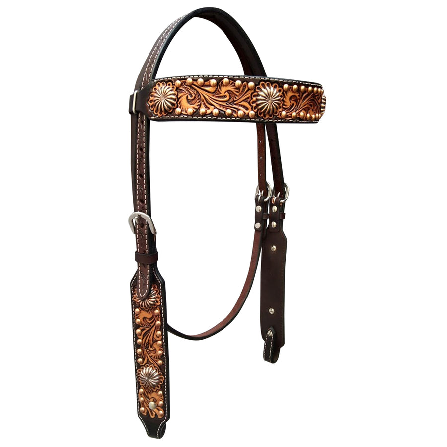 Bar H Equine Genuine Western American Leather Horse Headstall - Uhorse