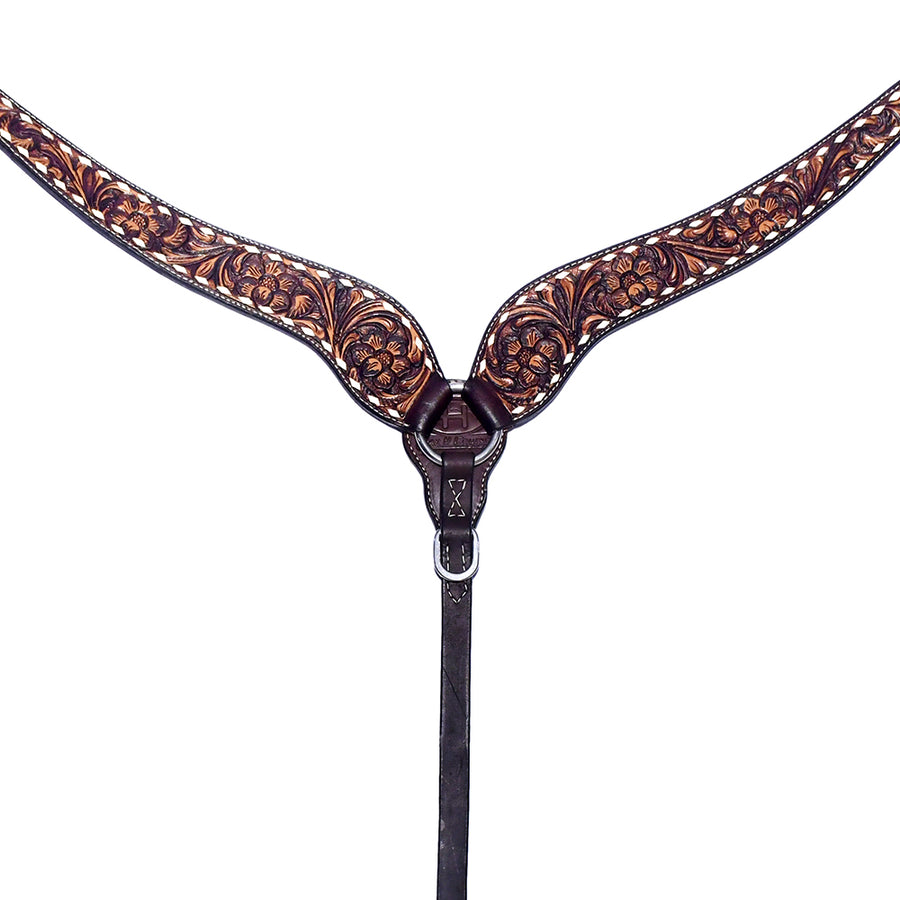 Black leather breast collar with tooled copper inlay - Uhorse