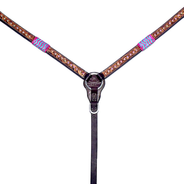 BAR H EQUINE Western Leather Horse Headstall and Breast Collar Set - Uhorse