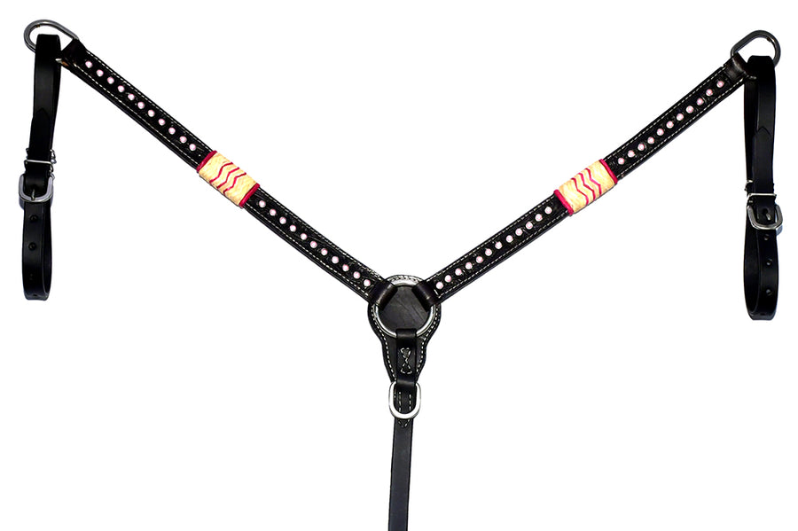 Bar H Equine Western Horse Rawhide Genuine American Leather Tack Set Brown