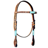 Bar H Equine American Leather Horse Saddle Tack One Ear Headstall | Breast Collar | Browband Headstall | Wither Strap | Tack Set BER209