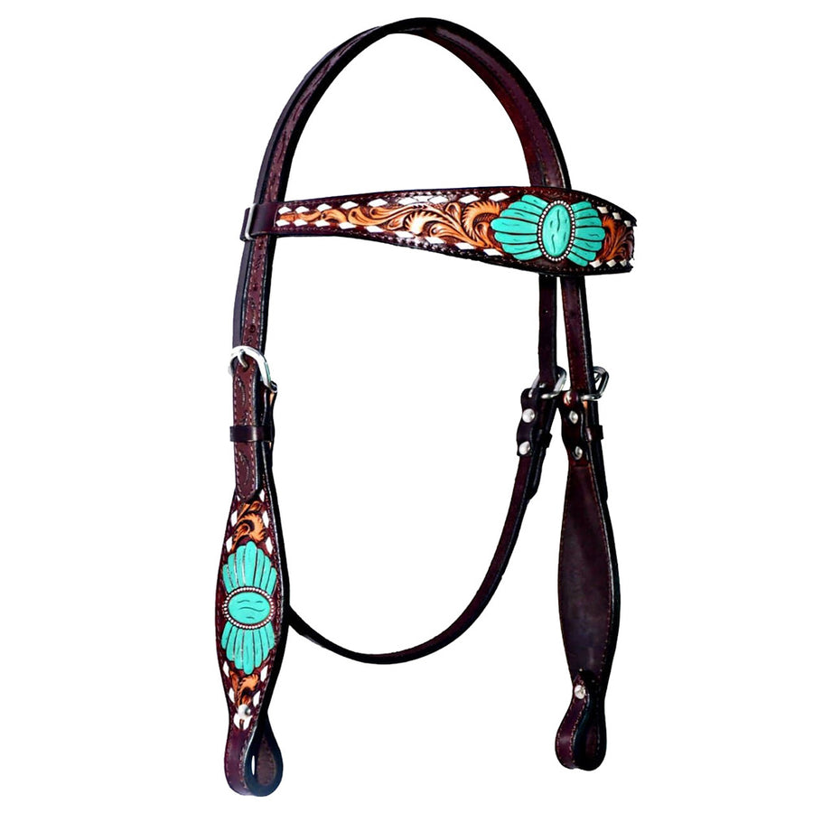 Bar H Equine Genuine Western American Leather Horse Headstall - Uhorse