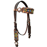 Bar H Equine Genuine Western American Leather Horse Premium Headstall & Breast Collar Set