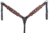 Bar H Equine Genuine Western American Leather Horse Premium Headstall & Breast Collar Set