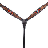 Bar H Equine Genuine Western American Leather Horse Premium Headstall & Breast Collar Set