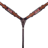 Bar H Equine Genuine Western American Leather Horse Premium Headstall & Breast Collar Set