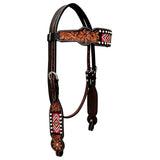 Bar H Equine Genuine Western American Leather Horse Premium Headstall & Breast Collar Set