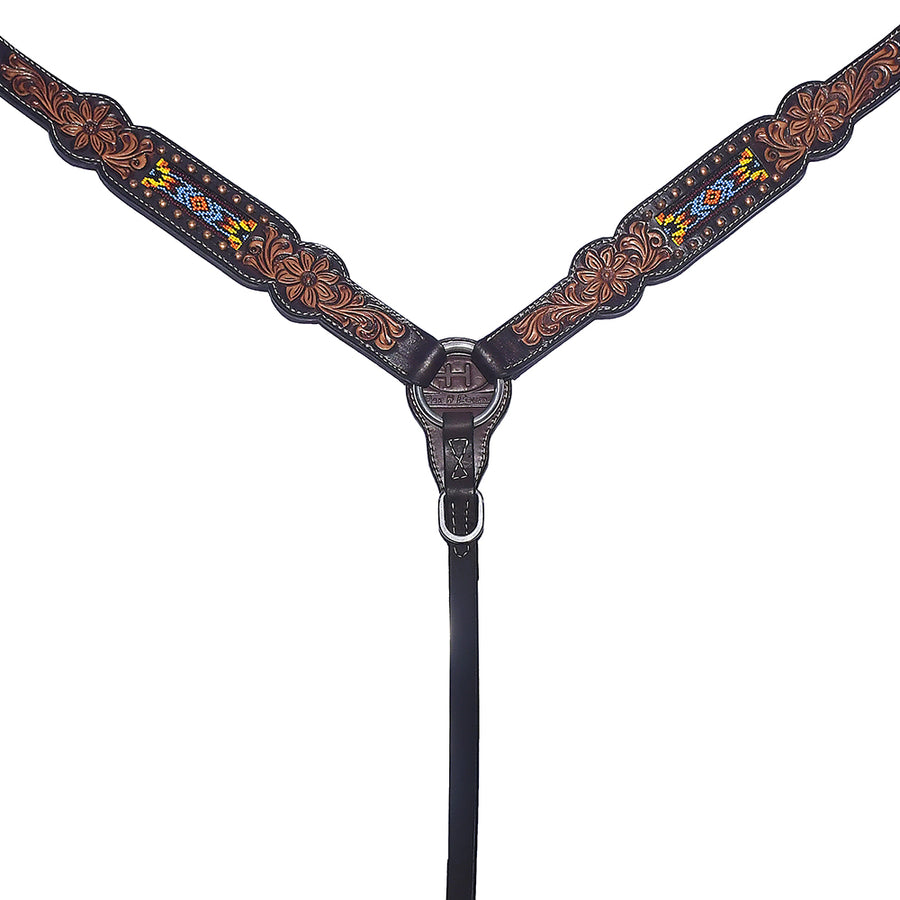 Bar H Equine Genuine Western American Leather Horse Headstall and Breast Collar Set - Uhorse