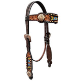 Bar H Equine Genuine Western American Leather Horse Premium Headstall & Breast Collar Set