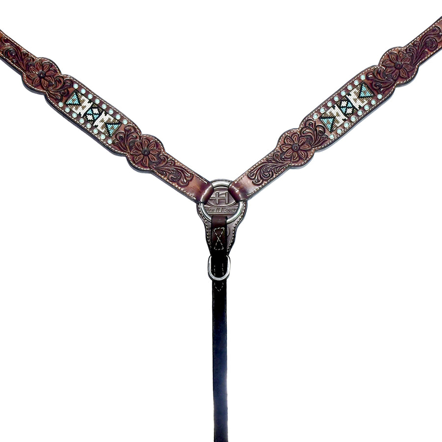 Bar H Equine Genuine Western American Leather Horse Headstall and Breast Collar Set - Uhorse