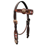 BAR H EQUINE Western Leather Horse Premium Headstall & Breast Collar Set