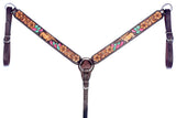 BAR H EQUINE Leather Horse Premium One Ear Headstall & Breast Collar Set