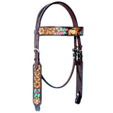 BAR H EQUINE Leather Horse Premium One Ear Headstall & Breast Collar Set