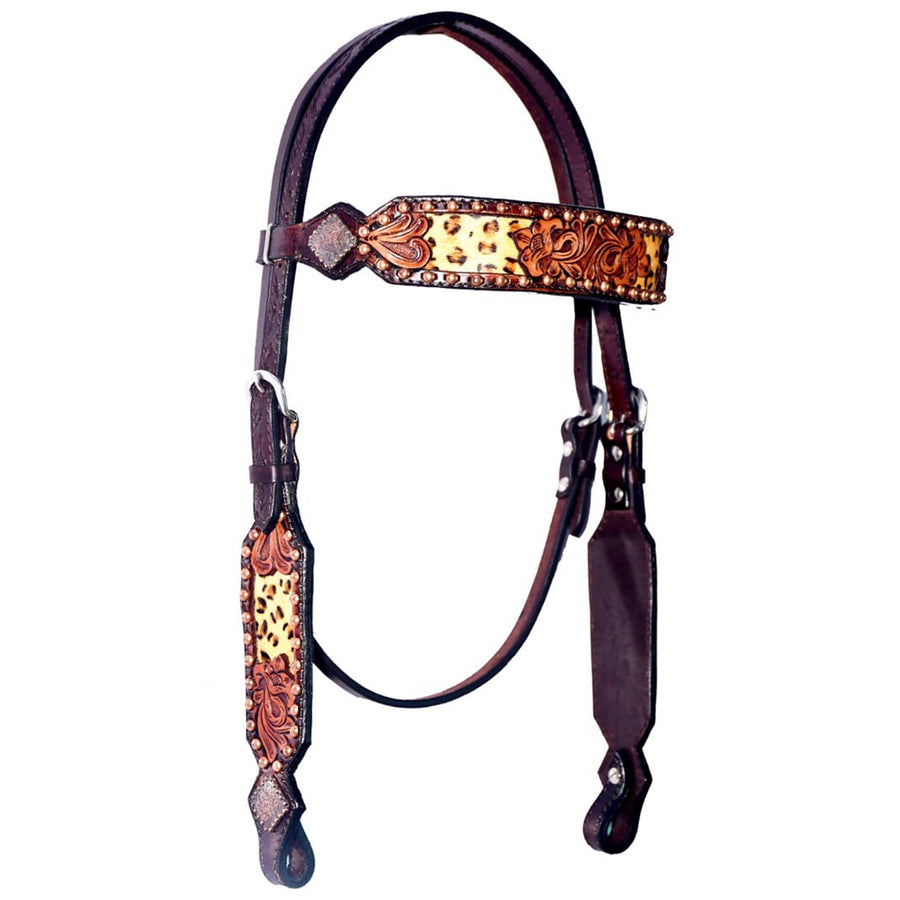 Bar H Equine American Leather Horse Saddle Tack Headstall | Browband Western for Horses - Uhorse