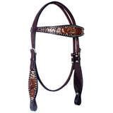 Bar H Equine American Leather Horse Saddle Tack One Ear Headstall | Breast Collar | Browband Headstall | Wither Strap | Tack Set BER240