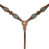 Bar H Equine Genuine Western American Leather Horse Premium Headstall & Breast Collar Set