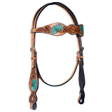 Bar H Equine Genuine Western American Leather Horse Premium Headstall & Breast Collar Set