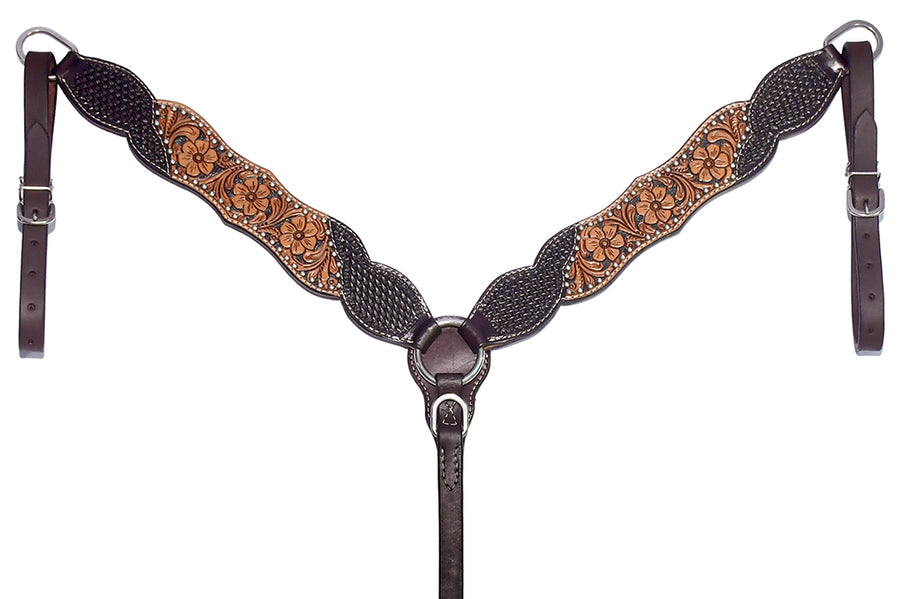 BAR H EQUINE Western Leather Horse Premium Headstall & Breast Collar Set