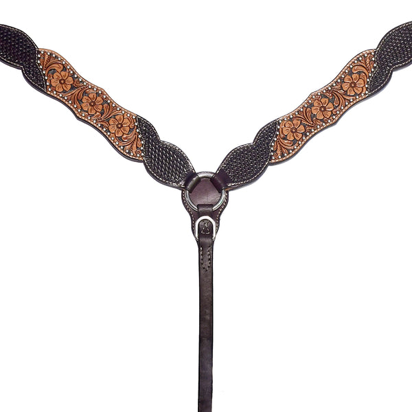 BAR H EQUINE Western Leather Horse Headstall and Breast Collar Set - Uhorse