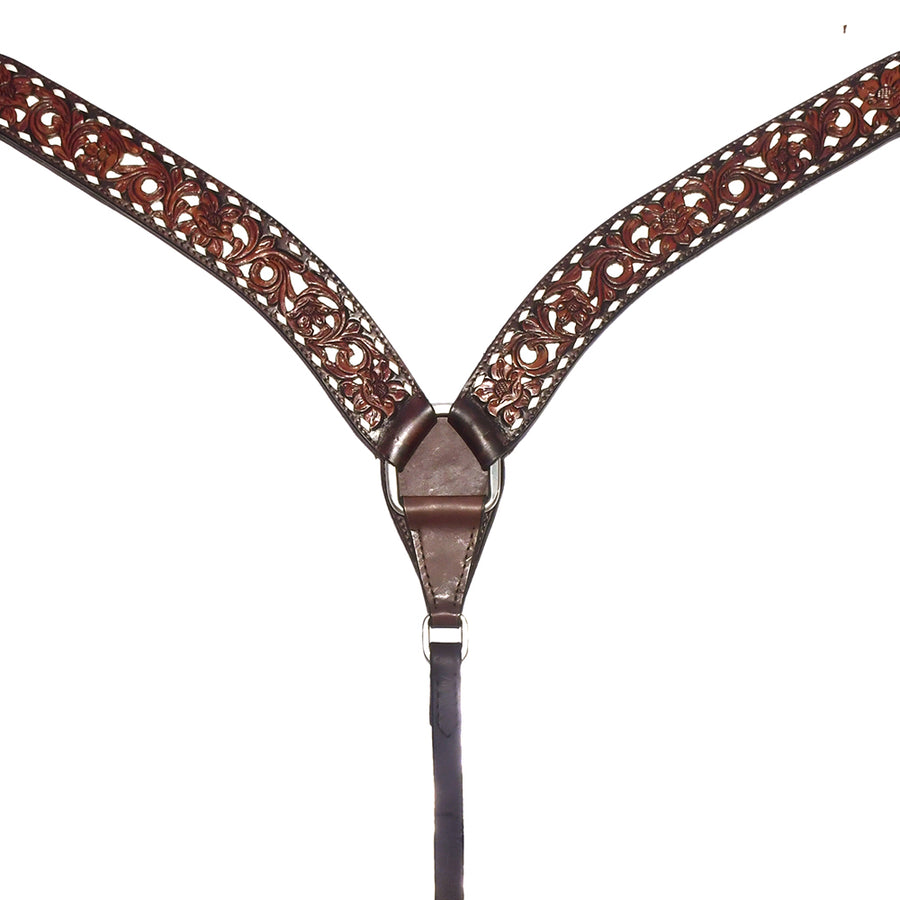 Brown leather tooled breast collar - Uhorse