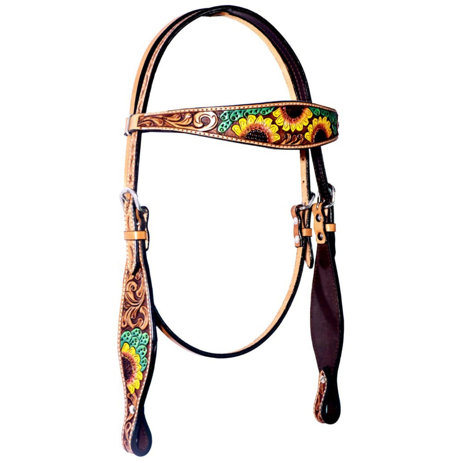Bar H Equine Genuine Western American Leather Horse Headstall - Uhorse