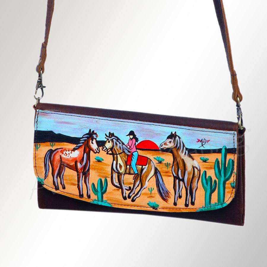 American Darling Hand-Painted Western Leather Small Cross body Bag - Uhorse