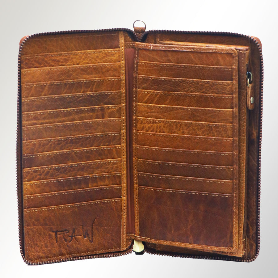 American Darling Organiser Bag, Genuine Vegetable Tanned Full Grain Leather, Handcrafted Western Purse, 4.5in X 8.5in X 1in