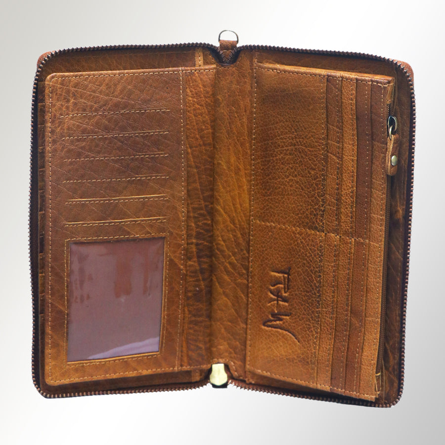 American Darling Organiser Bag, Genuine Vegetable Tanned Full Grain Leather, Handcrafted Western Purse, 4.5in X 8.5in X 1in